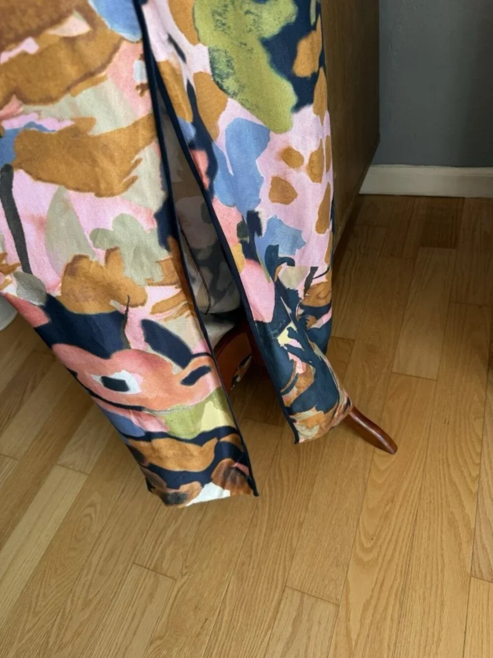 By Anthropologie Printed Wide-Leg Jumpsuit Navy Abstract Floral Print